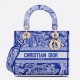 Dior Lady D-Lite Medium Bag In Fluorescent Blue Toile de Jouy Reverse Embroidery