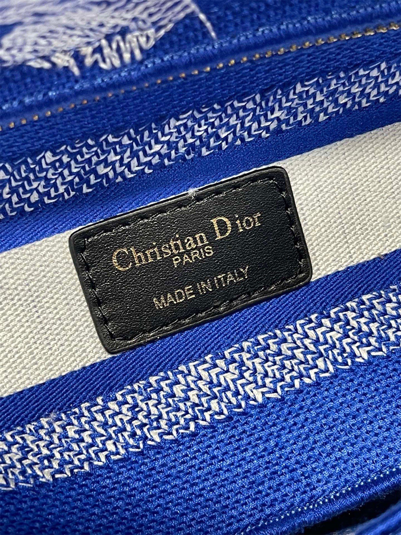 Dior Lady D-Lite Medium Bag In Fluorescent Blue Toile de Jouy Reverse Embroidery