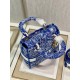 Dior Lady D-Lite Medium Bag In Fluorescent Blue Toile de Jouy Reverse Embroidery