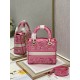 Dior Lady D-Lite Medium Bag In Fluorescent Pink Toile de Jouy Reverse Embroidery