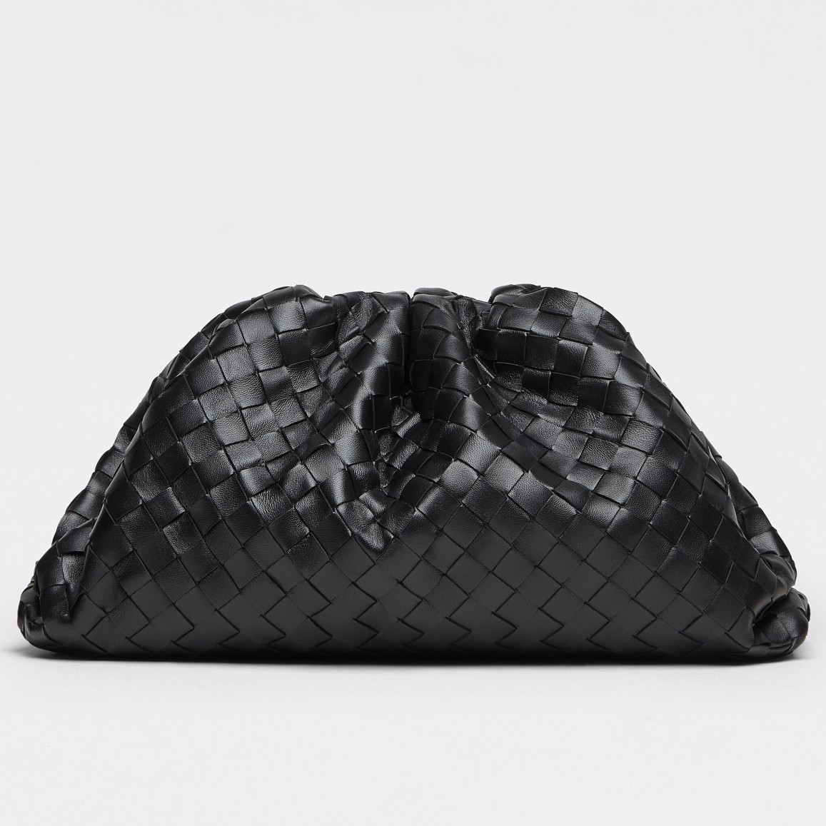 Bottega Veneta Large Pouch Clutch Bag In Black Intrecciato Lambskin