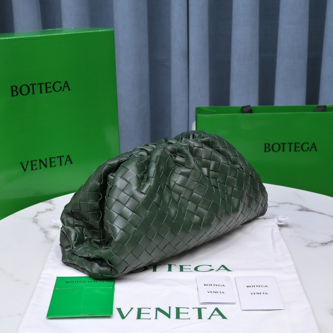 Bottega Veneta Large Pouch Clutch Bag In Raintree Intrecciato Lambskin