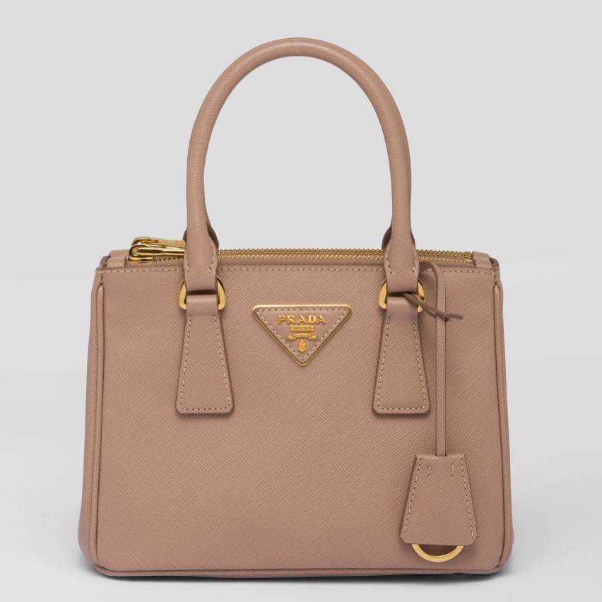 Prada Mini Galleria Bag In Beige Saffiano Leather