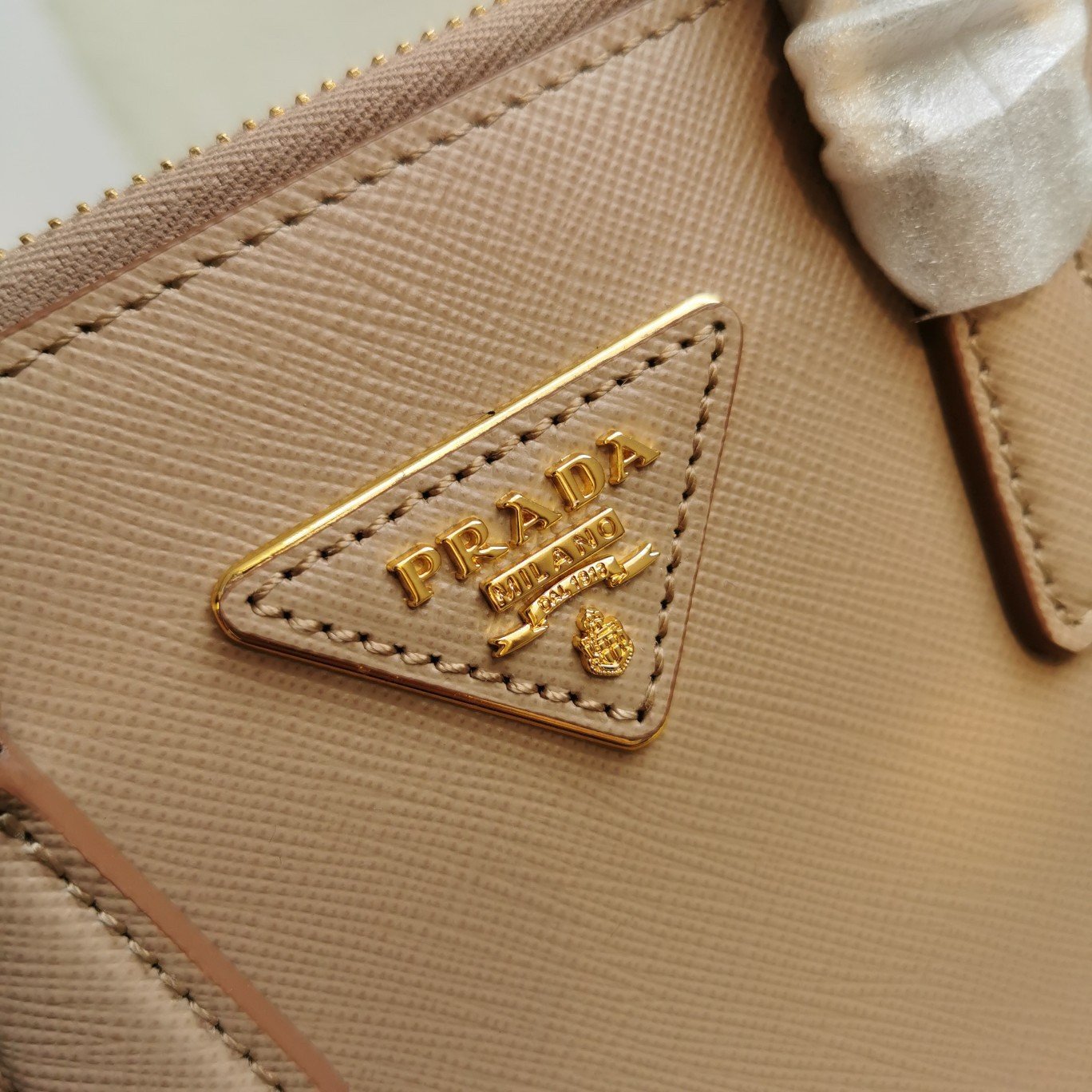 Prada Mini Galleria Bag In Beige Saffiano Leather