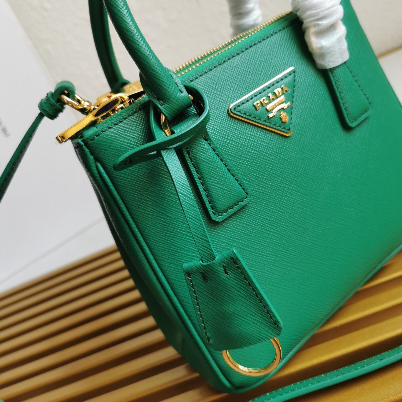 Prada Mini Galleria Bag In Green Saffiano Leather