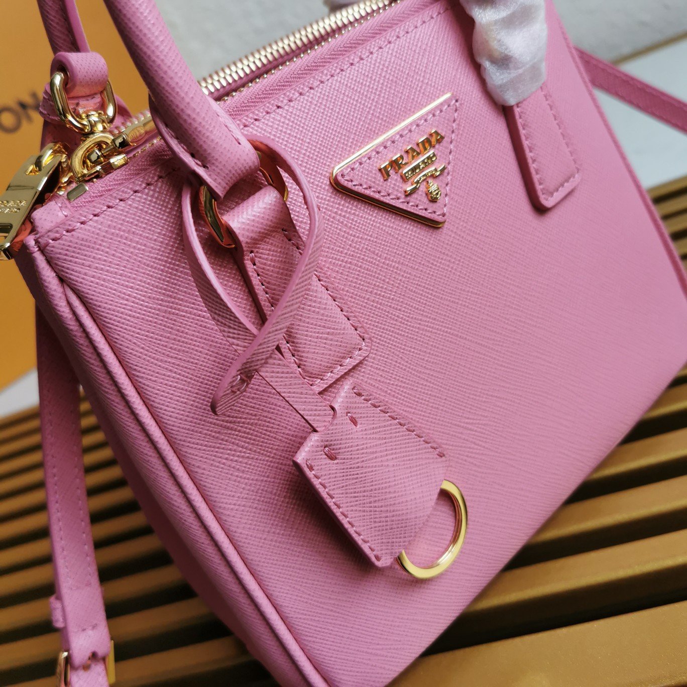 Prada Mini Galleria Bag In Pink Saffiano Leather