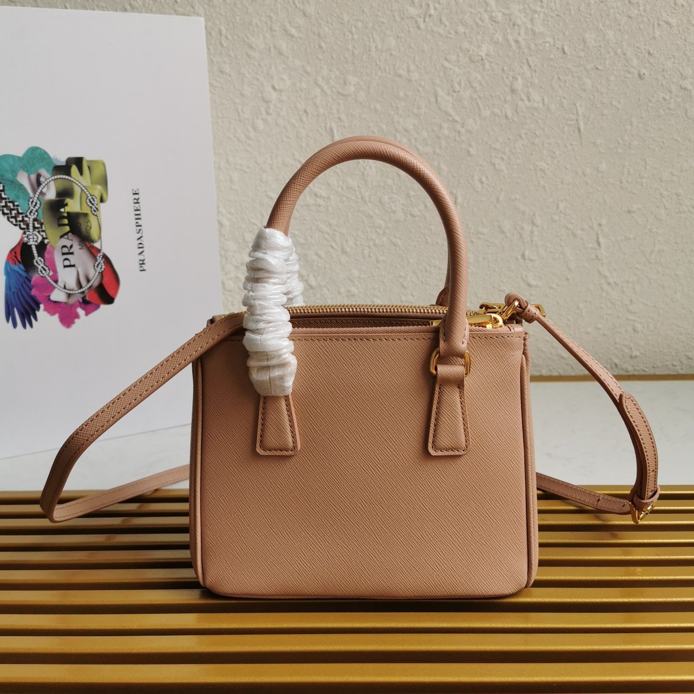 Prada Mini Galleria Bag In Powder Pink Saffiano Leather