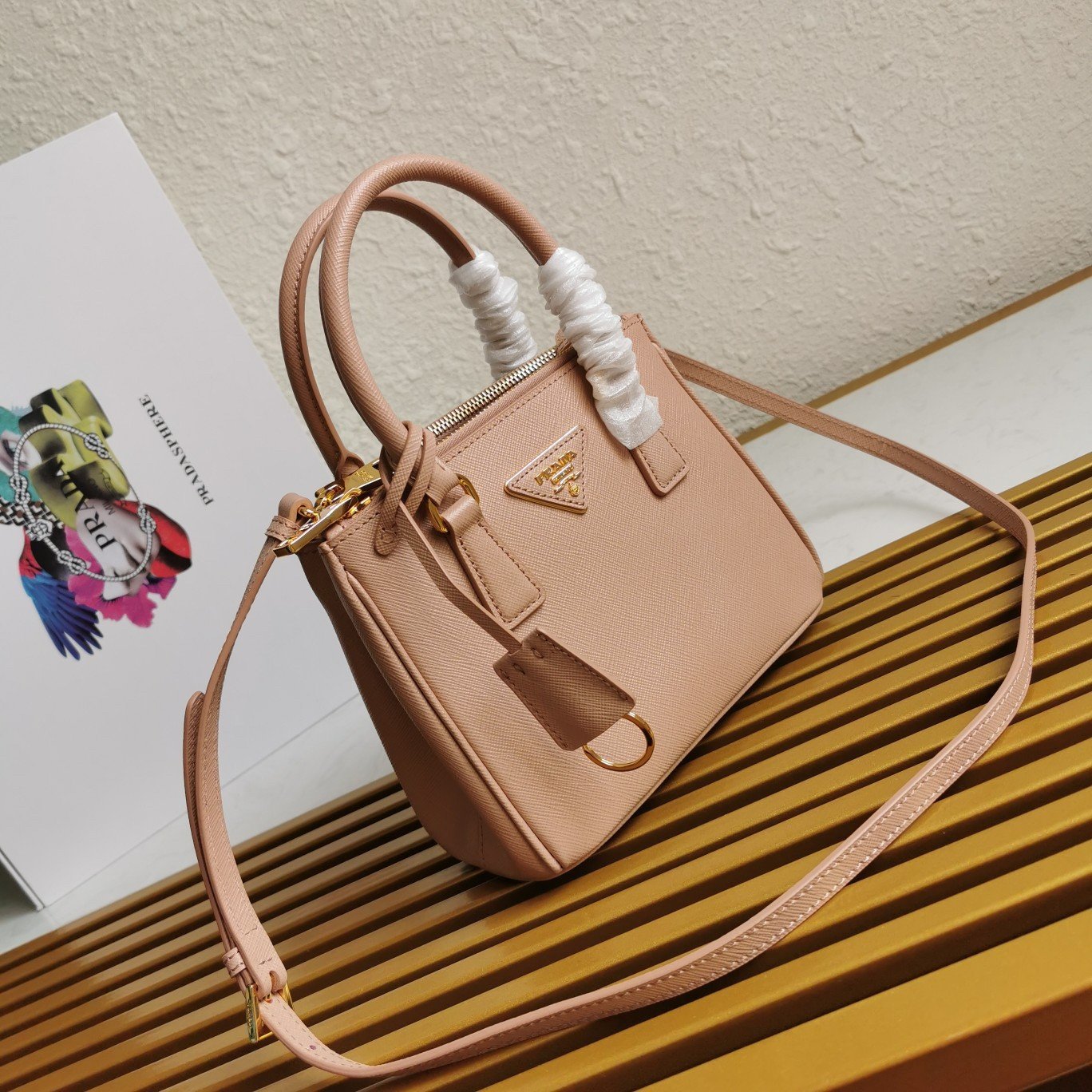 Prada Mini Galleria Bag In Powder Pink Saffiano Leather