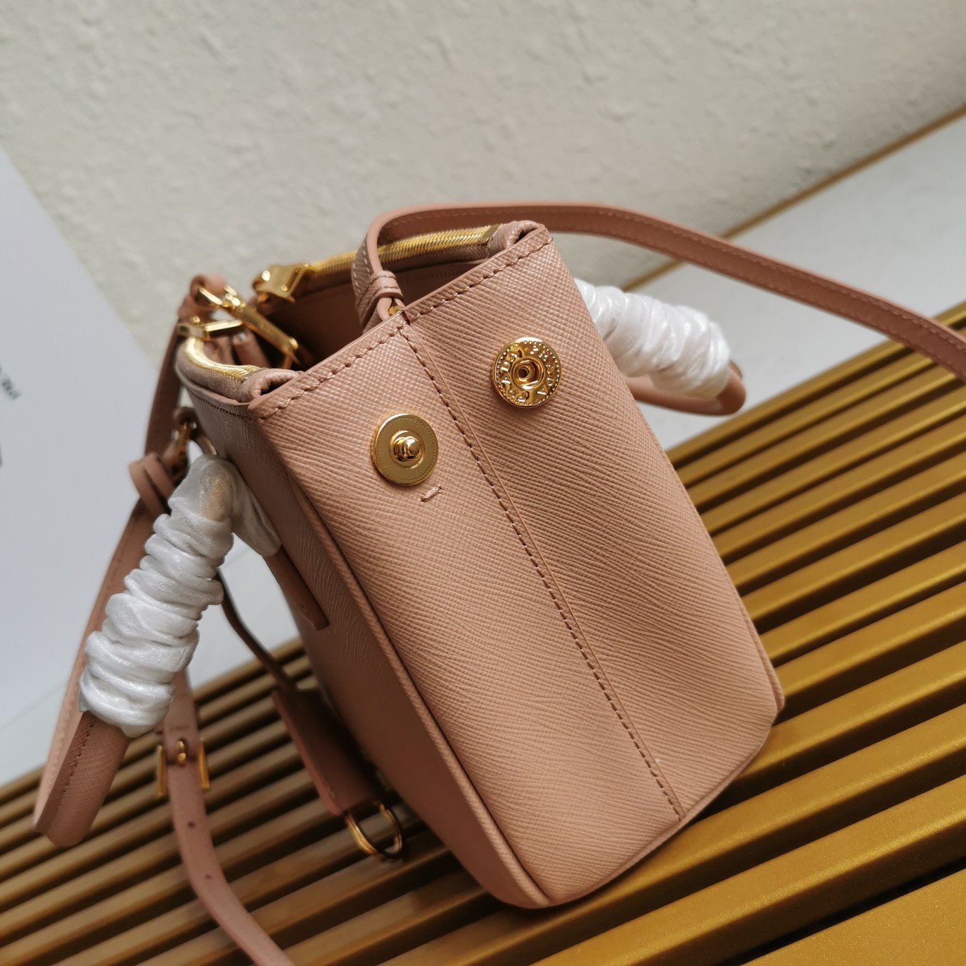 Prada Mini Galleria Bag In Powder Pink Saffiano Leather