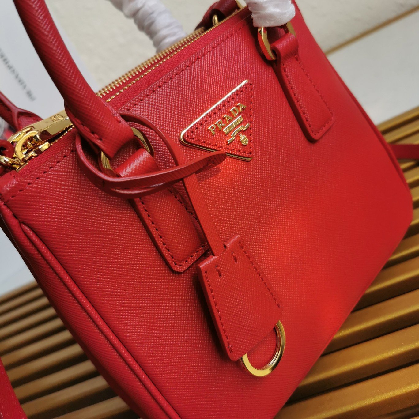 Prada Mini Galleria Bag In Red Saffiano Leather