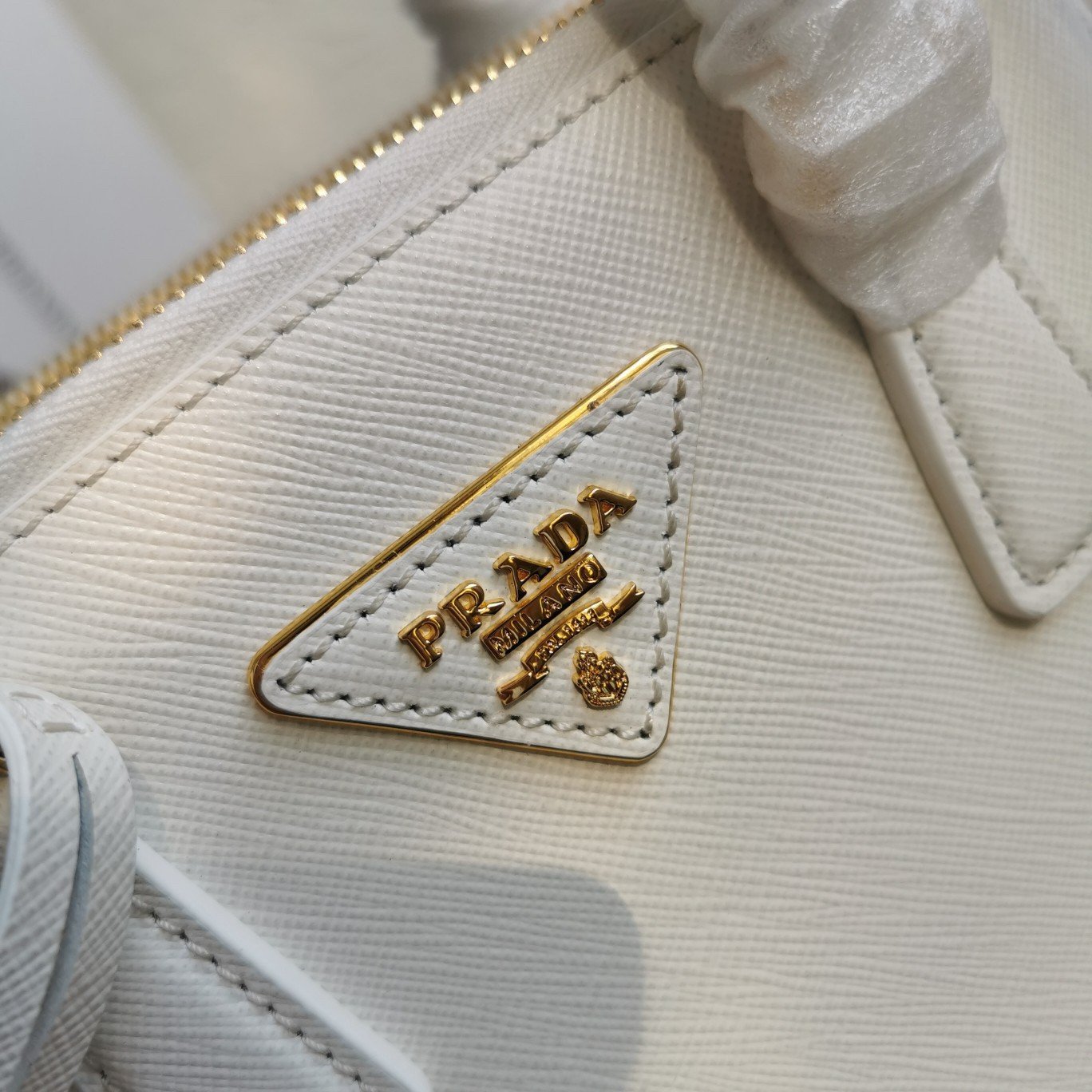 Prada Mini Galleria Bag In White Saffiano Leather