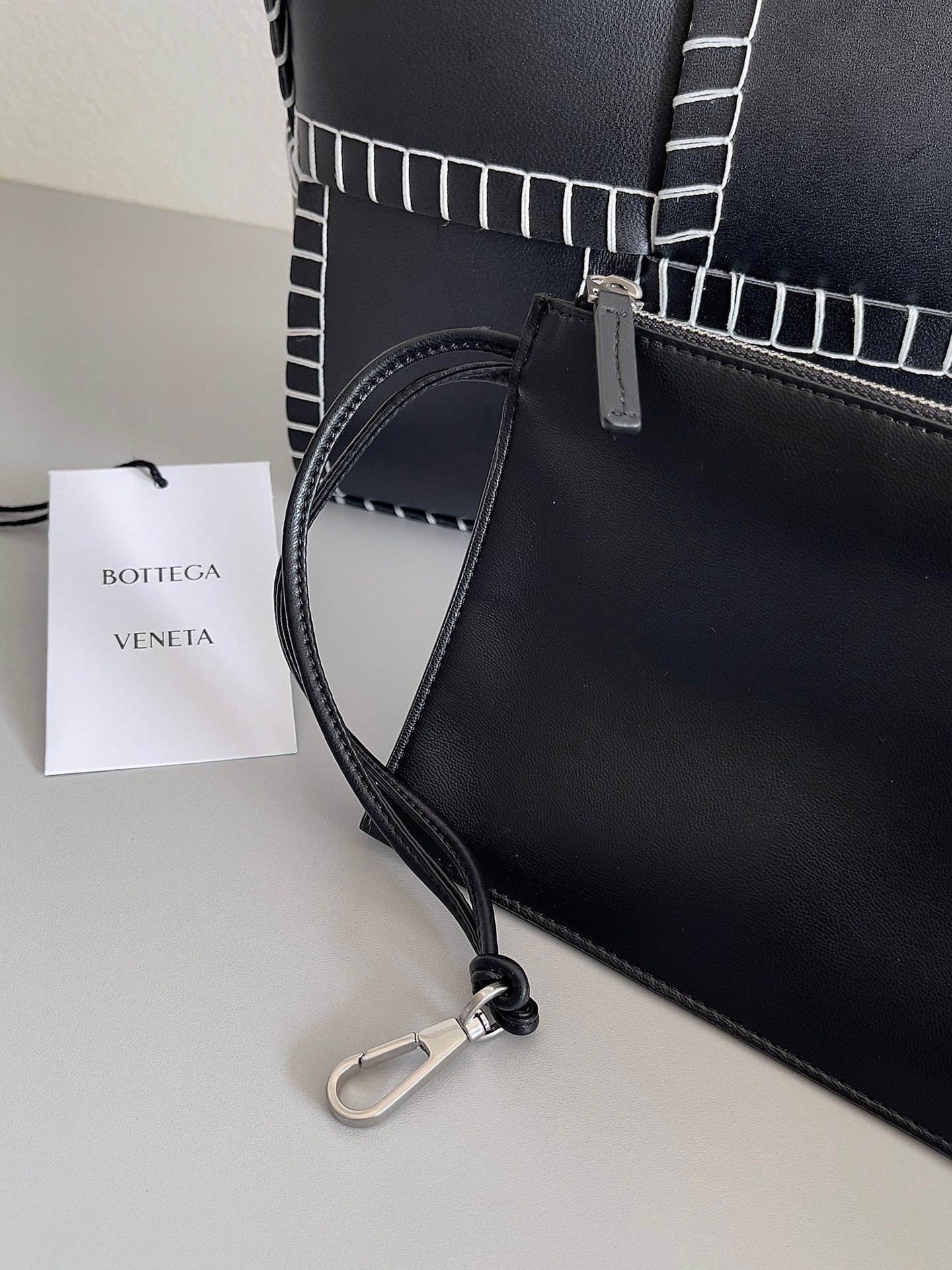 Bottega Veneta Arco Small Tote with White Overlock Stitching