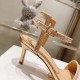 Dior Dway Heeled Sandals In Gold Cotton with Strass