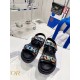 Dior DiorAct Sandals In Blue Multicolor Mizza Printed Silk