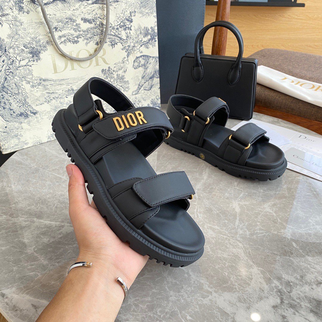 Dior DiorAct Sandals In Black Lambskin