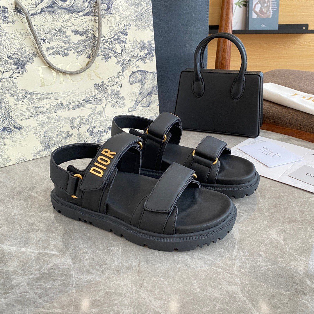 Dior DiorAct Sandals In Black Lambskin