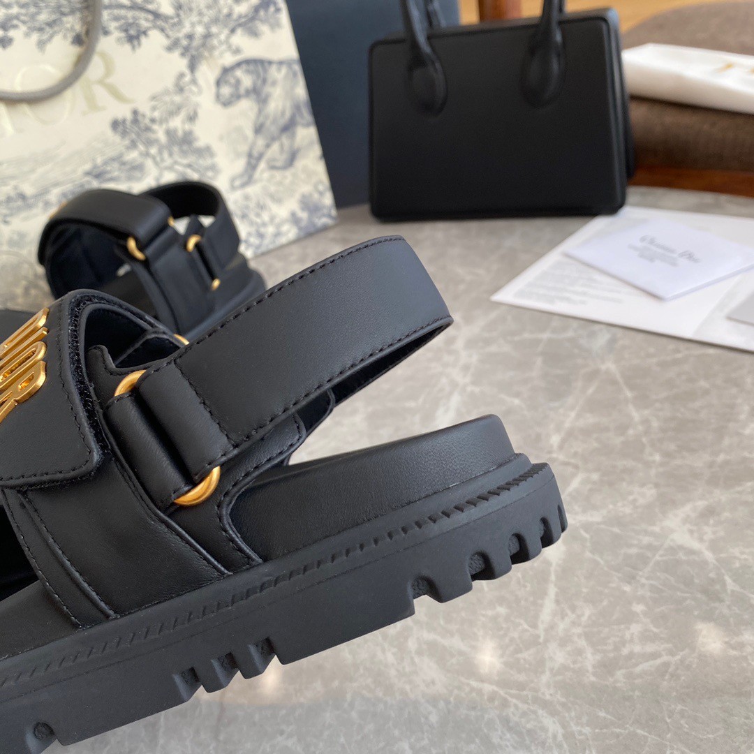 Dior DiorAct Sandals In Black Lambskin