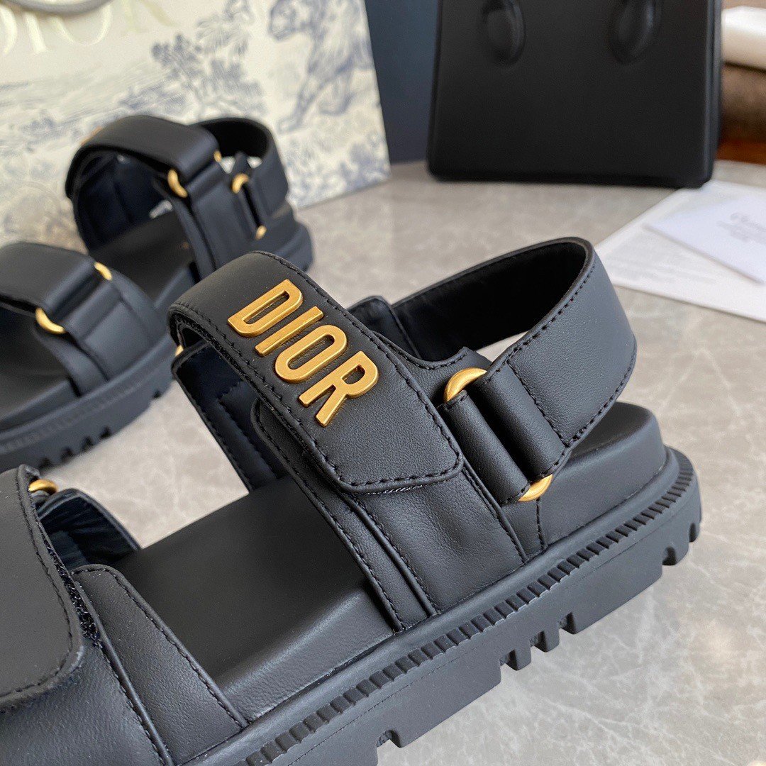 Dior DiorAct Sandals In Black Lambskin