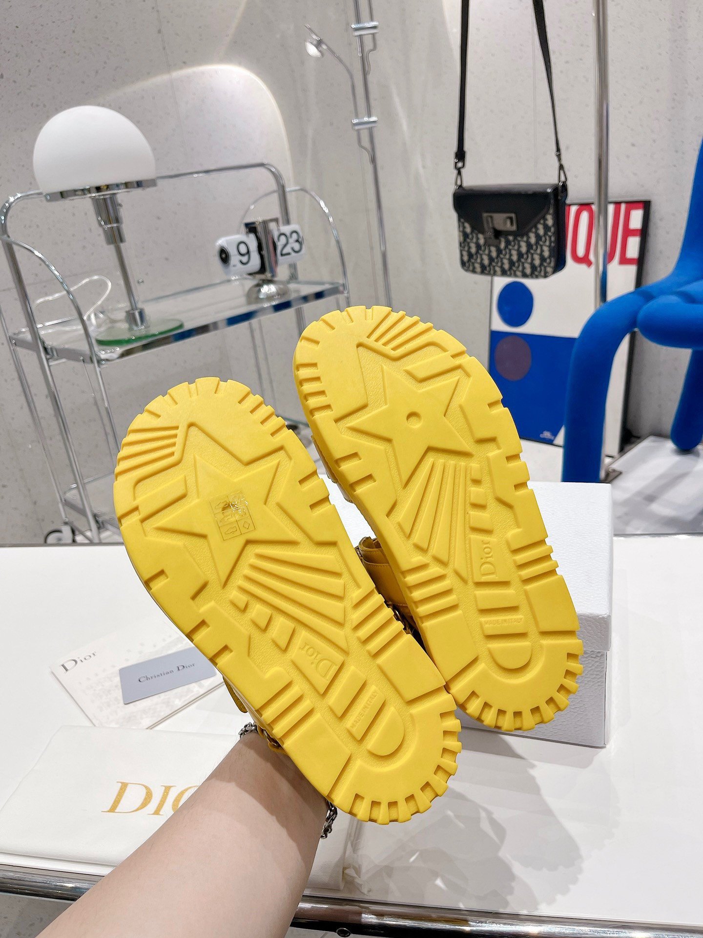 Dior DiorAct Sandals In Yellow Lambskin