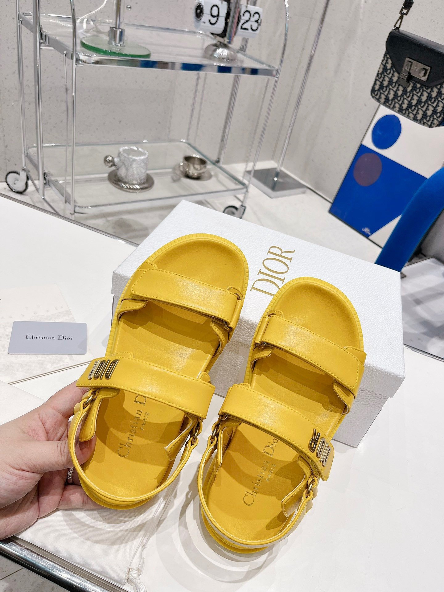 Dior DiorAct Sandals In Yellow Lambskin