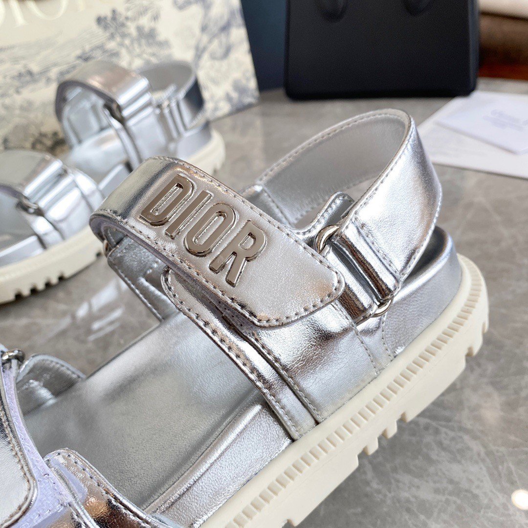 Dior DiorAct Sandals In Silver Laminated Calfskin