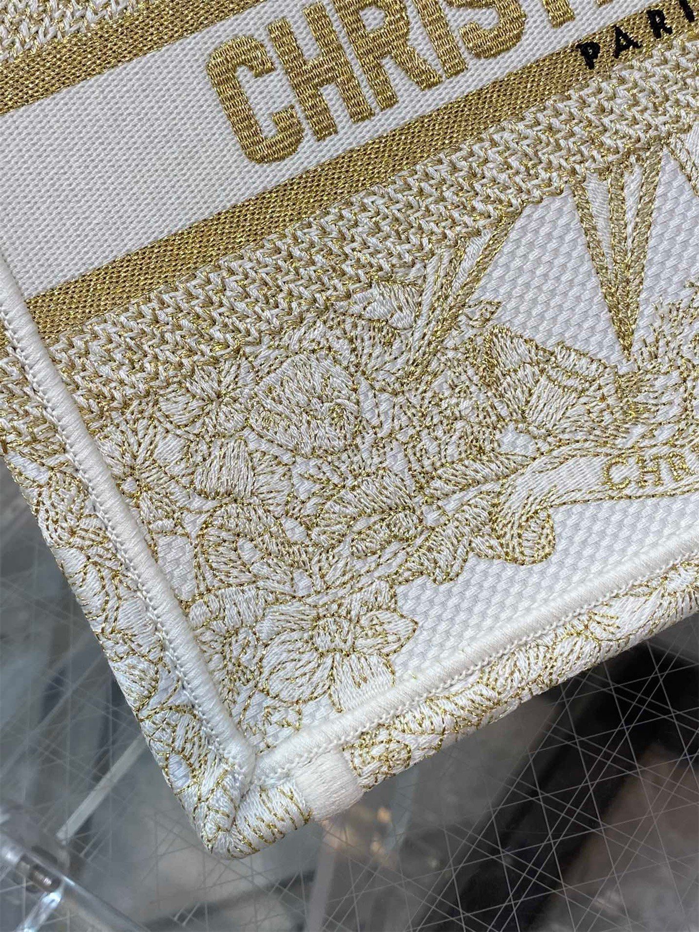 Dior Small Book Tote Bag In Gold Rêve d'Infini Embroidery