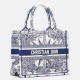 Dior Small Book Tote Bag In White & Blue Rêve d'Infini Embroidery