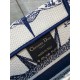 Dior Small Book Tote Bag In White & Blue Rêve d'Infini Embroidery