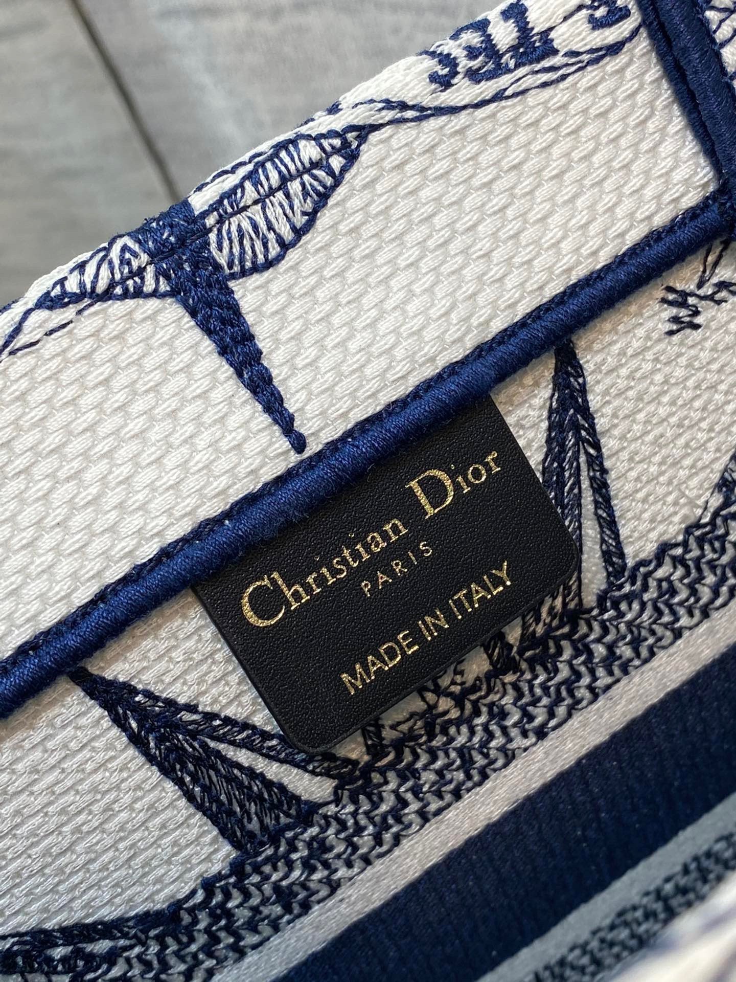 Dior Small Book Tote Bag In White & Blue Rêve d'Infini Embroidery