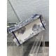 Dior Medium Book Tote Bag In White & Blue Rêve d'Infini Embroidery