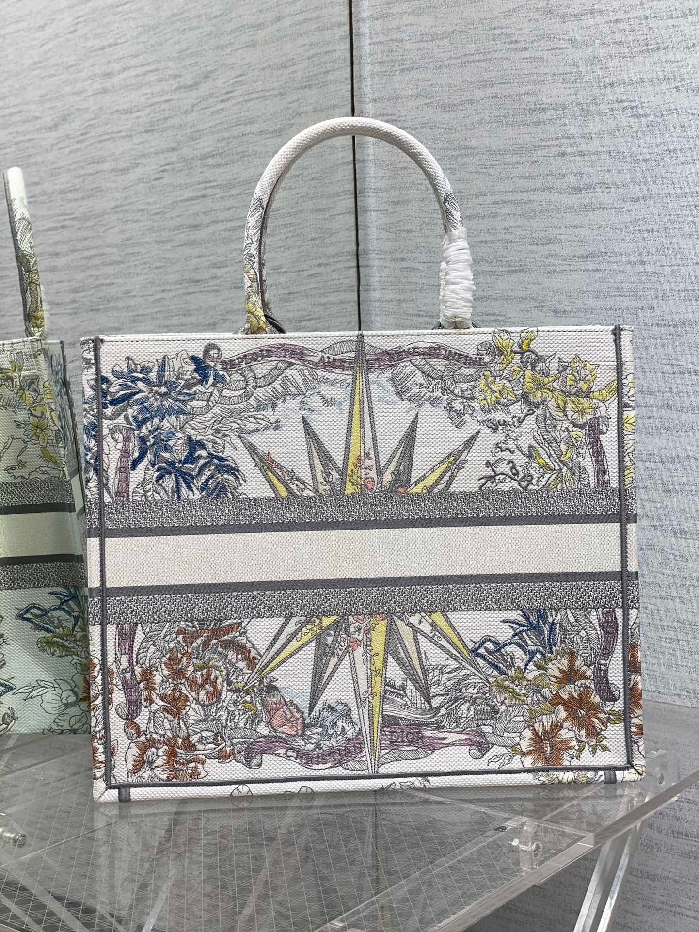 Dior Large Dior Book Tote In Multicolor Rêve d'Infini Embroidery