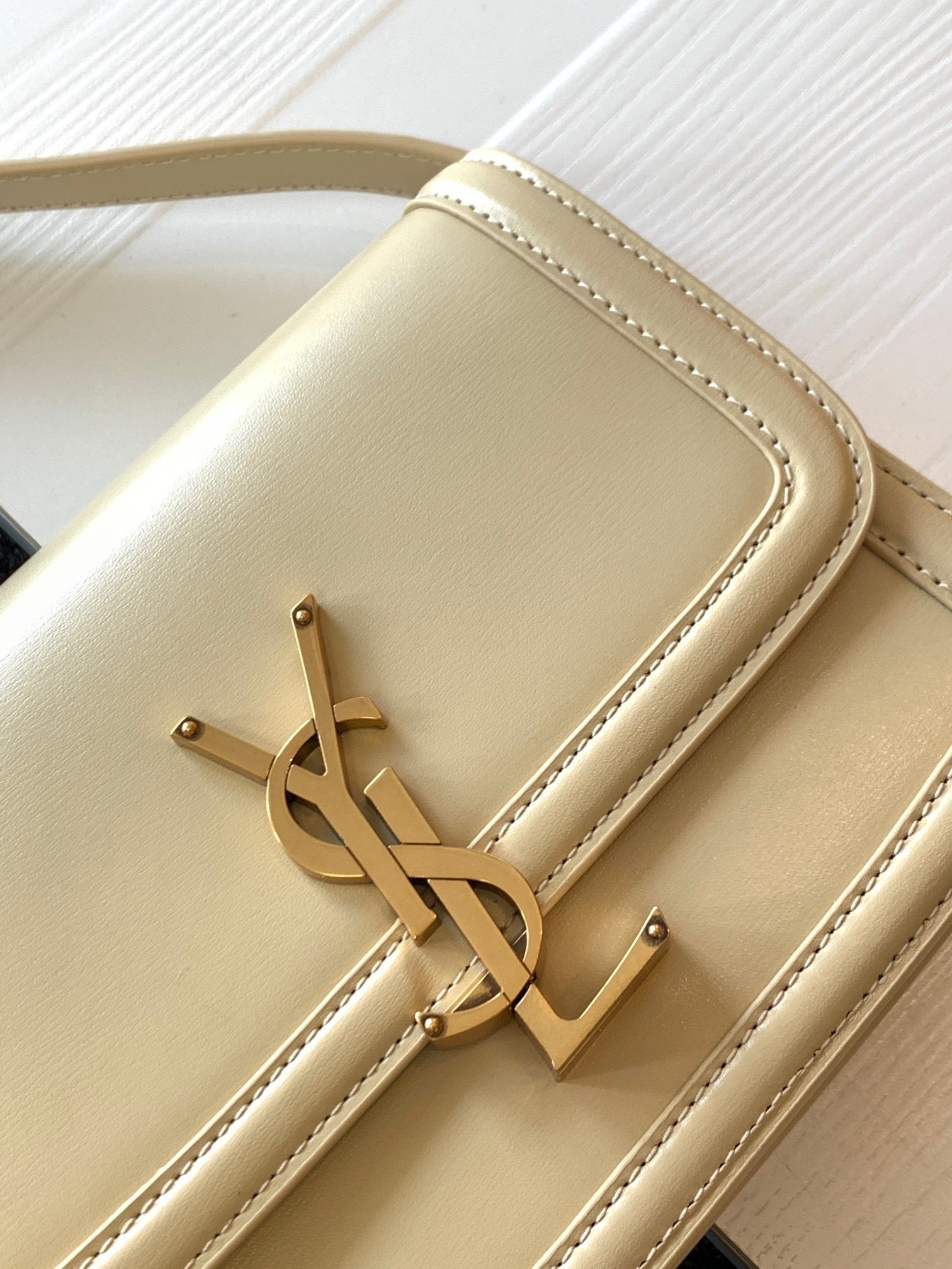 Saint Laurent Small Solferino Bag In Beige Calfskin