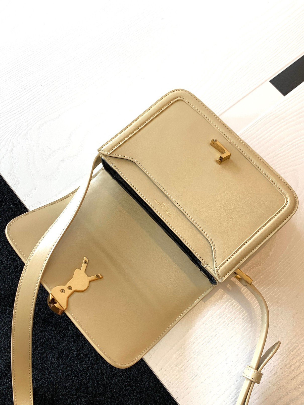 Saint Laurent Small Solferino Bag In Beige Calfskin