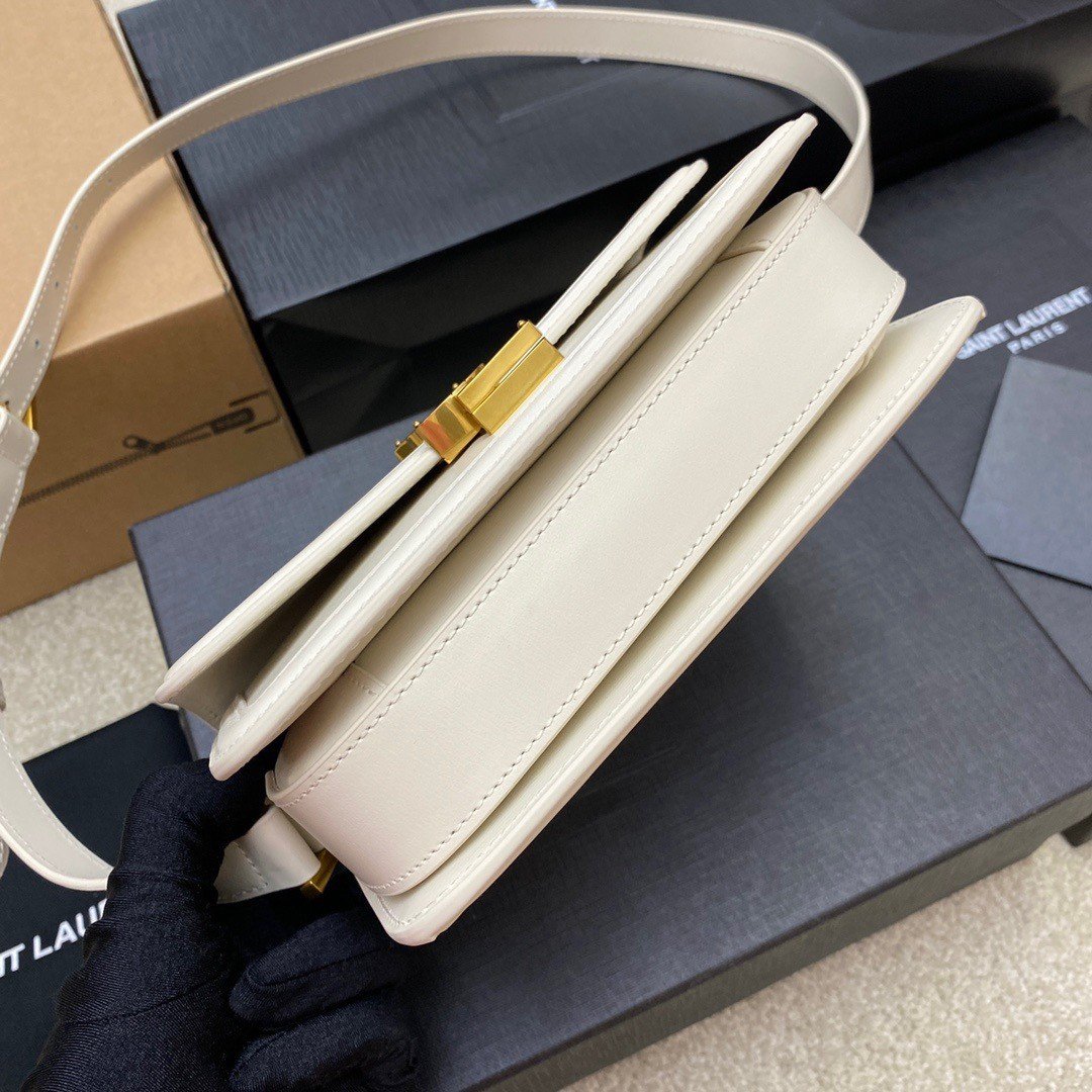 Saint Laurent Small Solferino Bag In White Calfskin