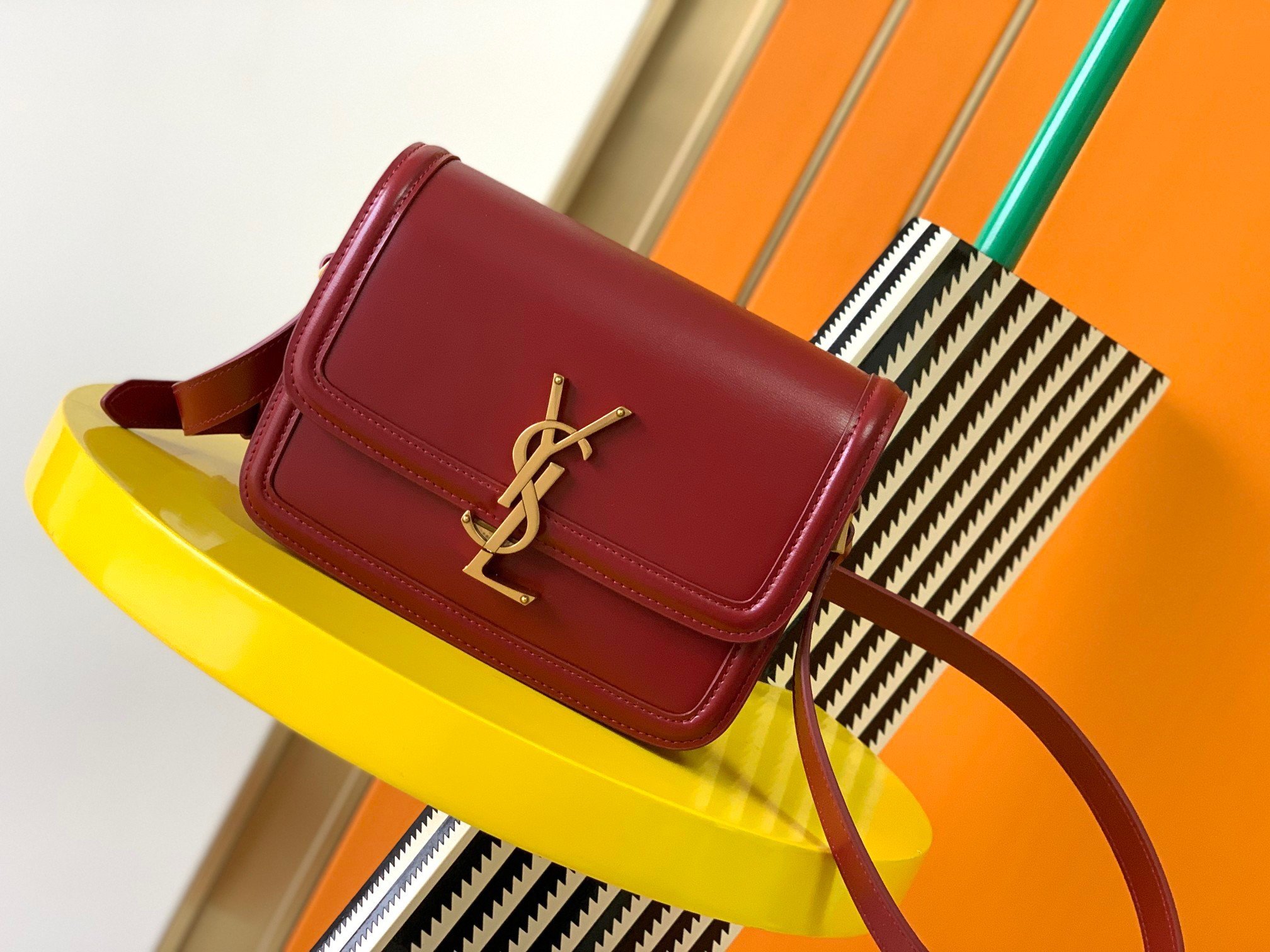 Saint Laurent Small Solferino Bag In Red Calfskin