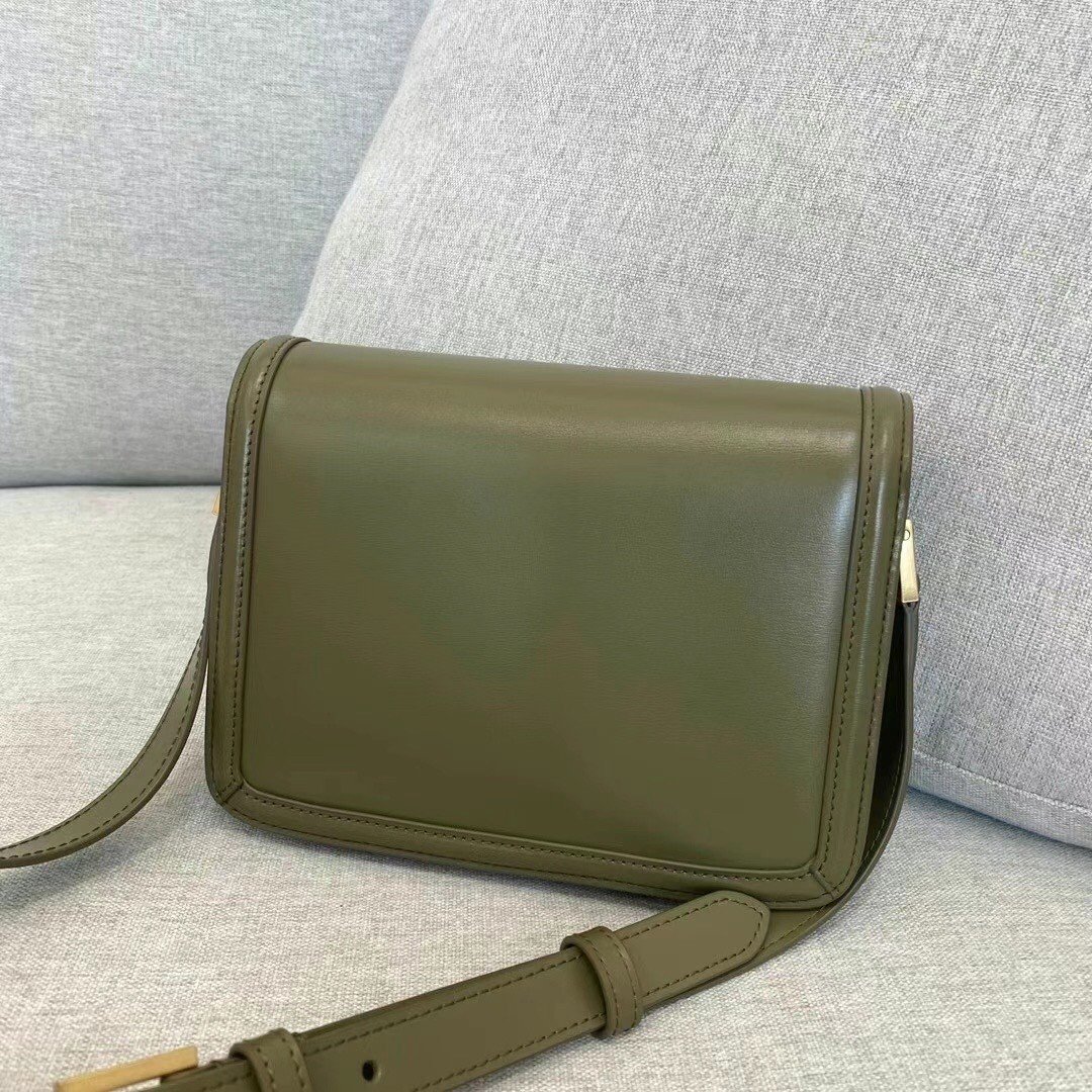 Saint Laurent Small Solferino Bag In Khaki Green Calfskin