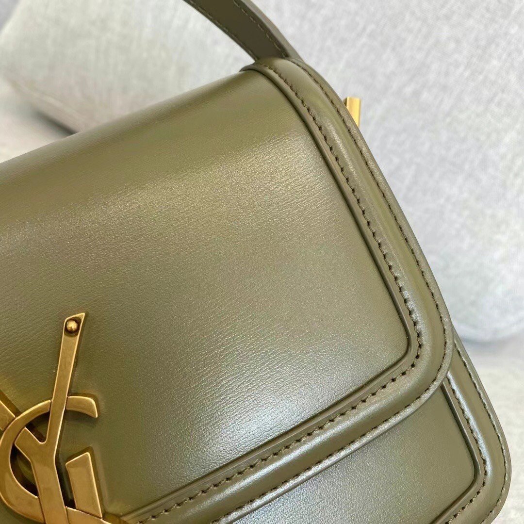 Saint Laurent Small Solferino Bag In Khaki Green Calfskin