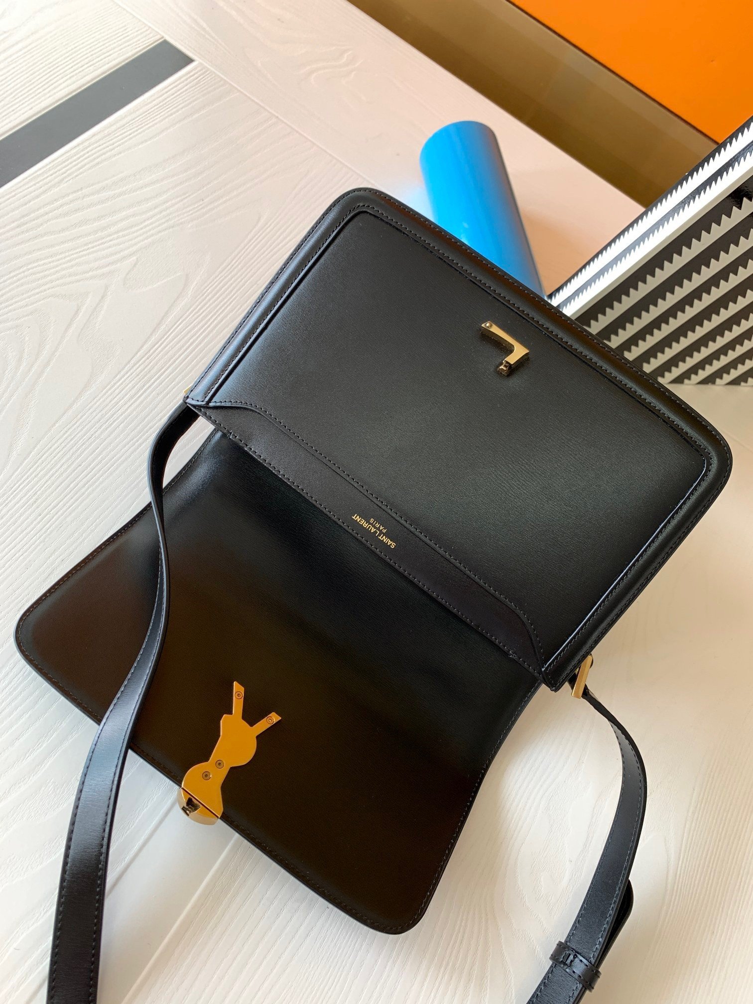 Saint Laurent Medium Solferino Bag In Black Calfskin