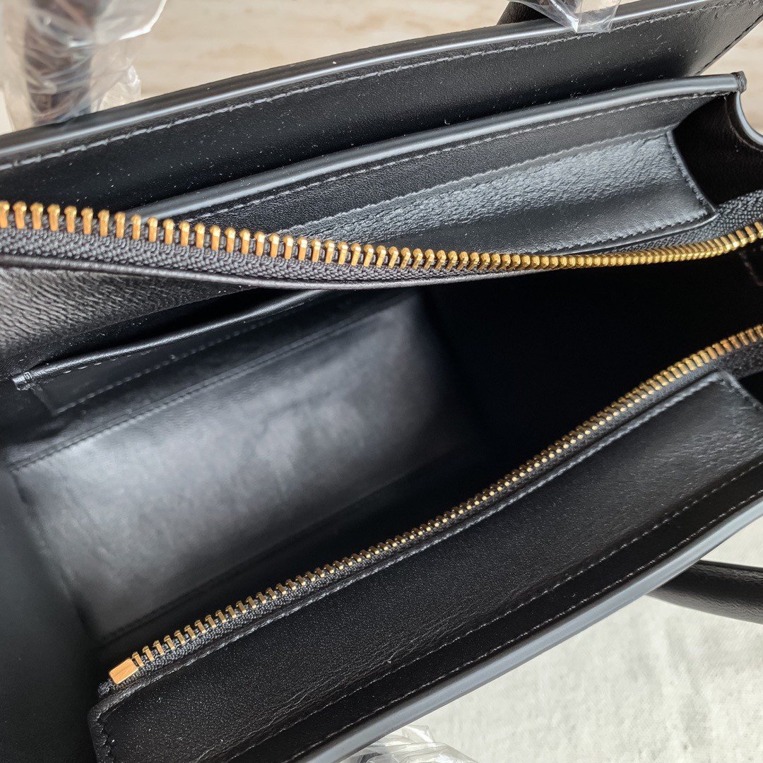 Celine Nano Luggage Tote Bag In Black Smooth Calfskin