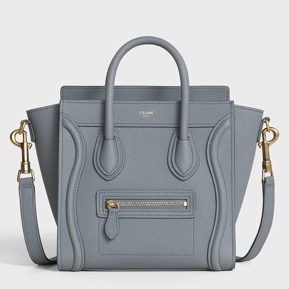 Celine Nano Luggage Tote Bag In Kohl Drummed Calfskin