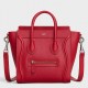 Celine Nano Luggage Tote Bag In Red Drummed Calfskin