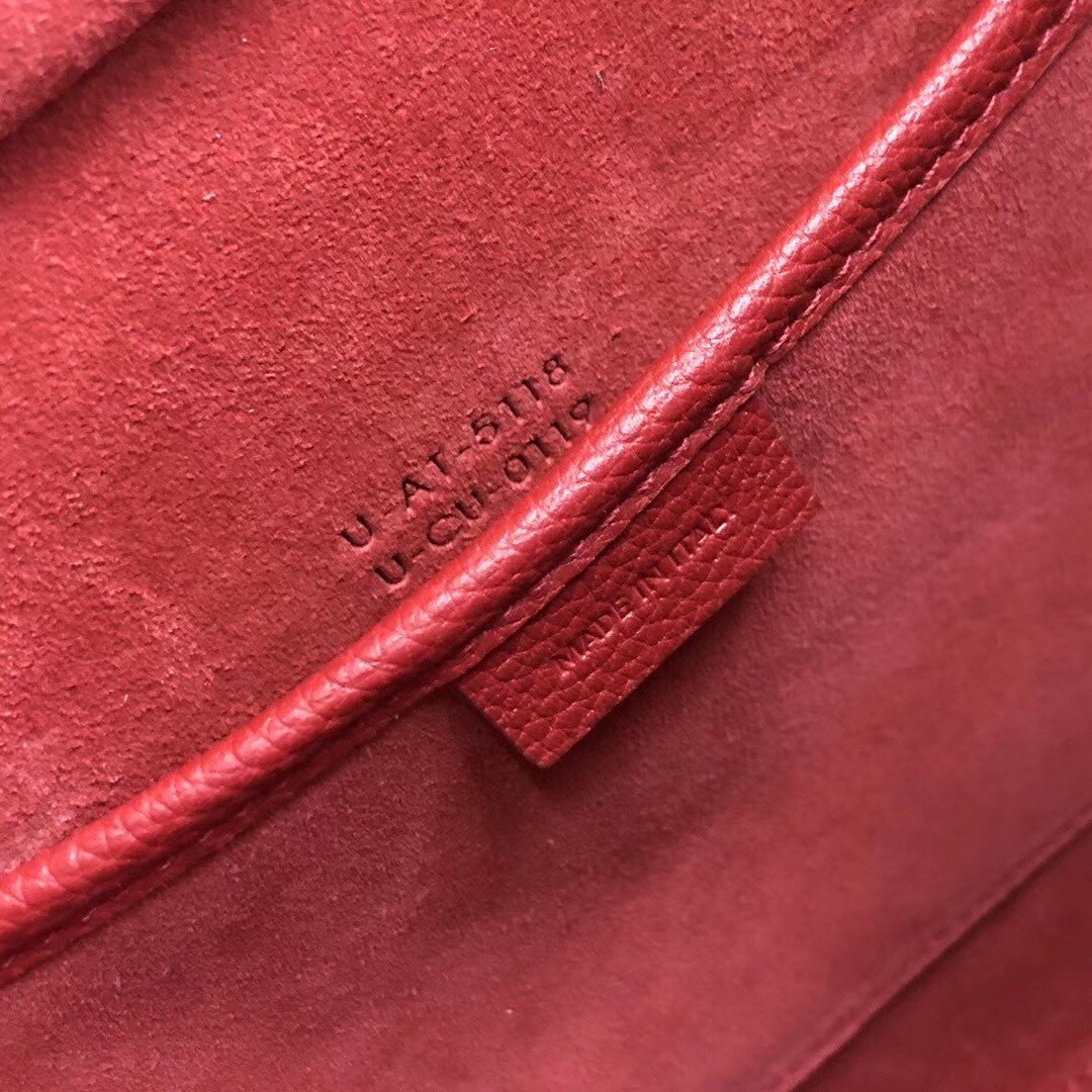 Celine Nano Luggage Tote Bag In Red Drummed Calfskin