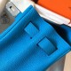 Hermes Kelly Retourne 28 Handmade Bag In Blue Zanzibar Clemence Leather