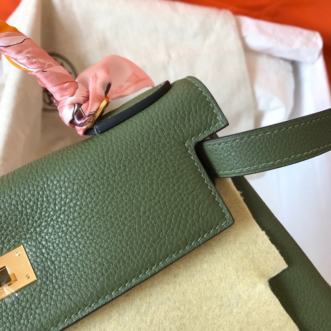 Hermes Kelly Retourne 28 Handmade Bag In Canopee Clemence Leather