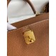 Hermes Kelly Retourne 28 Handmade Bag In Gold Clemence Leather