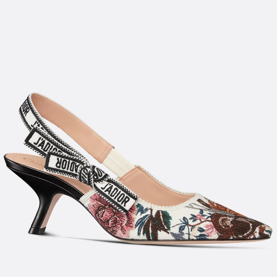 Dior J'Adior Slingback Pumps 65mm In Jardin d'Hiver Embroidered Cotton