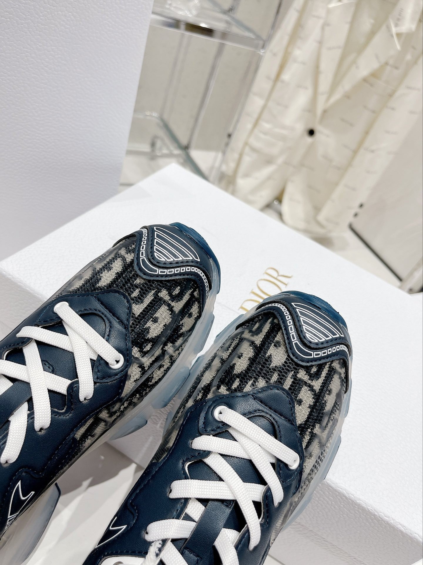 Dior Vibe Sneakers In Blue Dior Oblique Technical Fabric