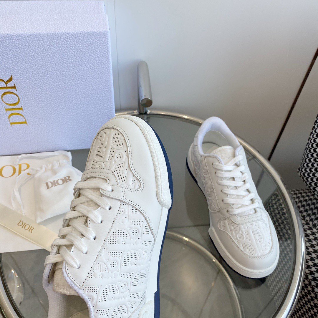 Dior One Sneakers In White Oblique Perforated Calfskin