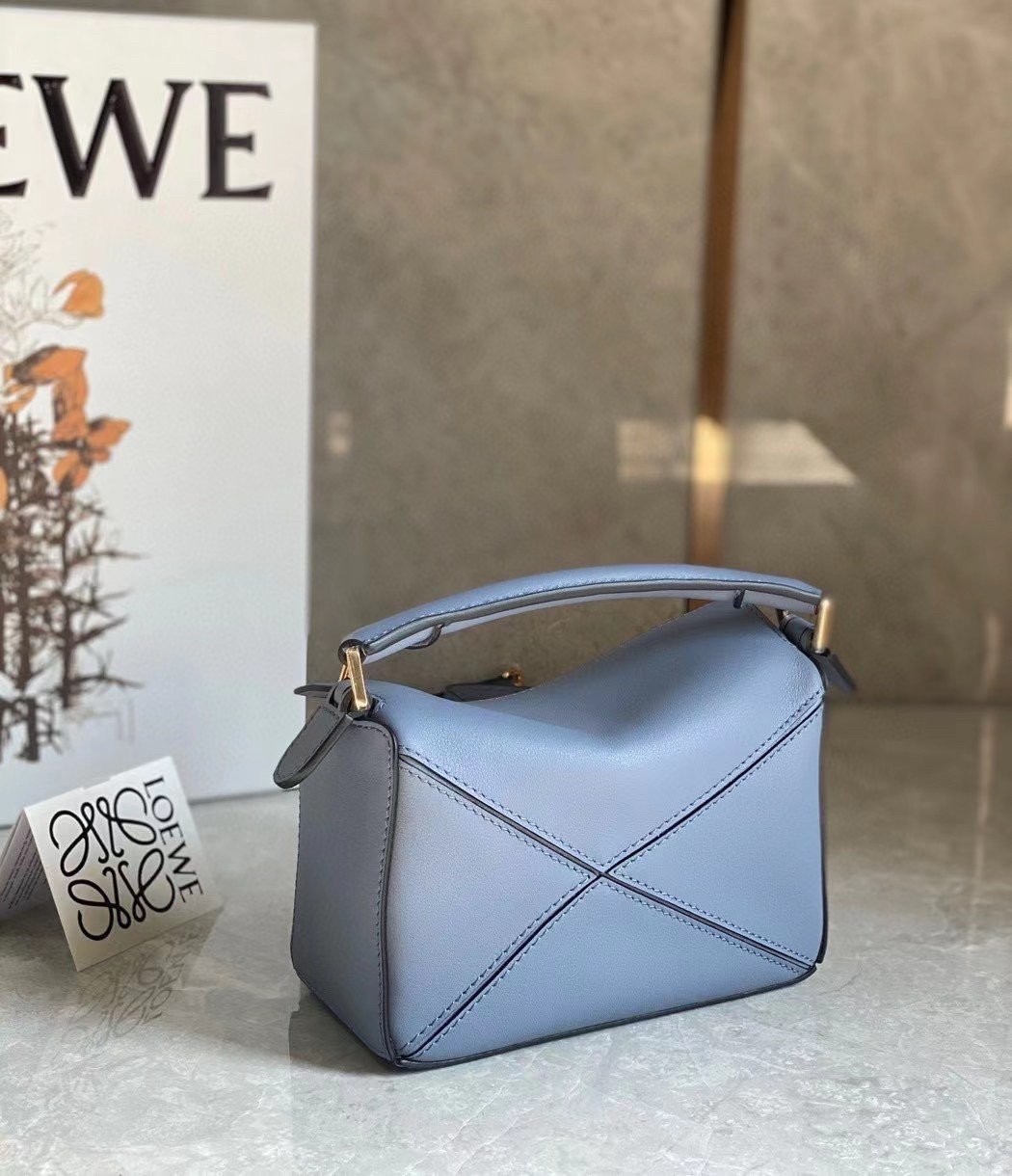 Loewe Puzzle Mini Bag In Atlantic Blue Calfskin