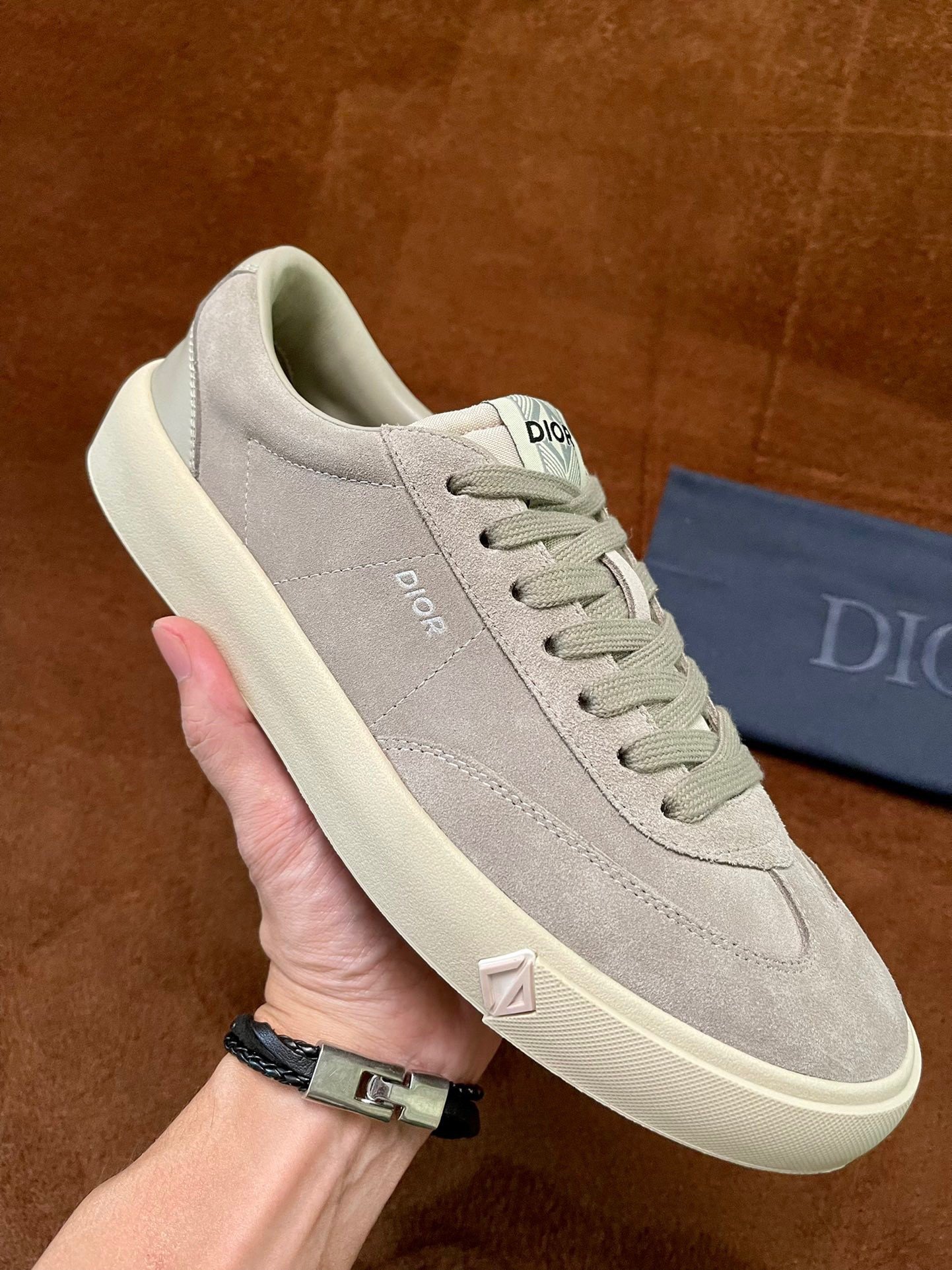 Dior Men's B101 Sneakers In Grey Suede Calfskin